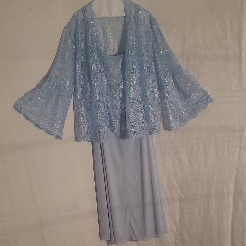 Roaman's Elegant Blue Lace Dress